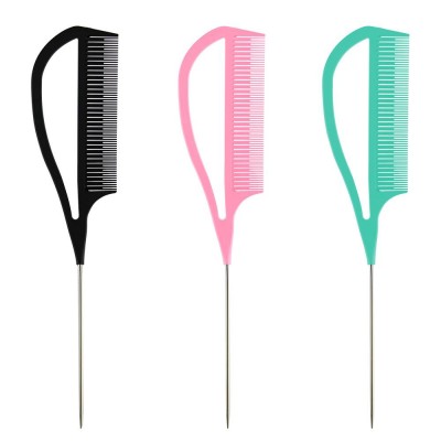 Salon Use Hair Styling Comb Heat Resistant Teasing Parting Comb with Stainless Rat Tail Hair Comb