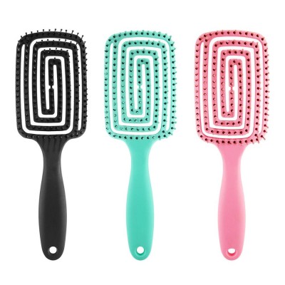 Afro Comb Curly Hair Brush Private Label Plastic Detangling Vented Brush