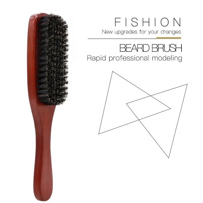 Factory Wholesale Professional Men Barber Wooden Square Beard Logo Boar Bristle Brush Beard